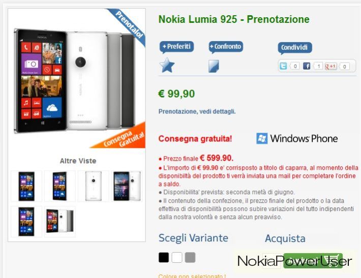 Lumia 925 preorder italy